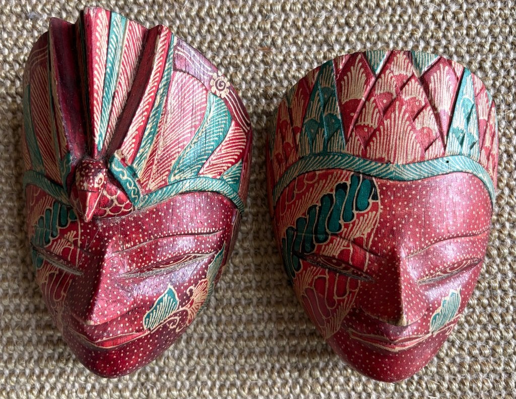 Twee kleine topeng maskers / wanddecoratie, Indonesië, Ophalen of Verzenden