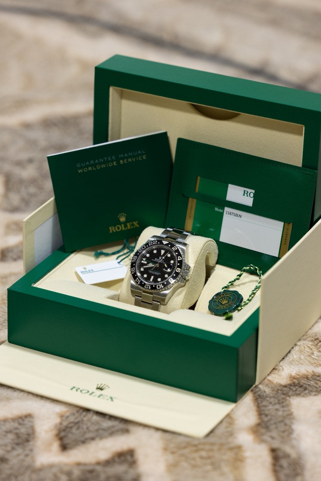 Rolex GMT-Master II 116710LN 2019 - Full Set, Ophalen, Zo goed als nieuw, Staal, Rolex