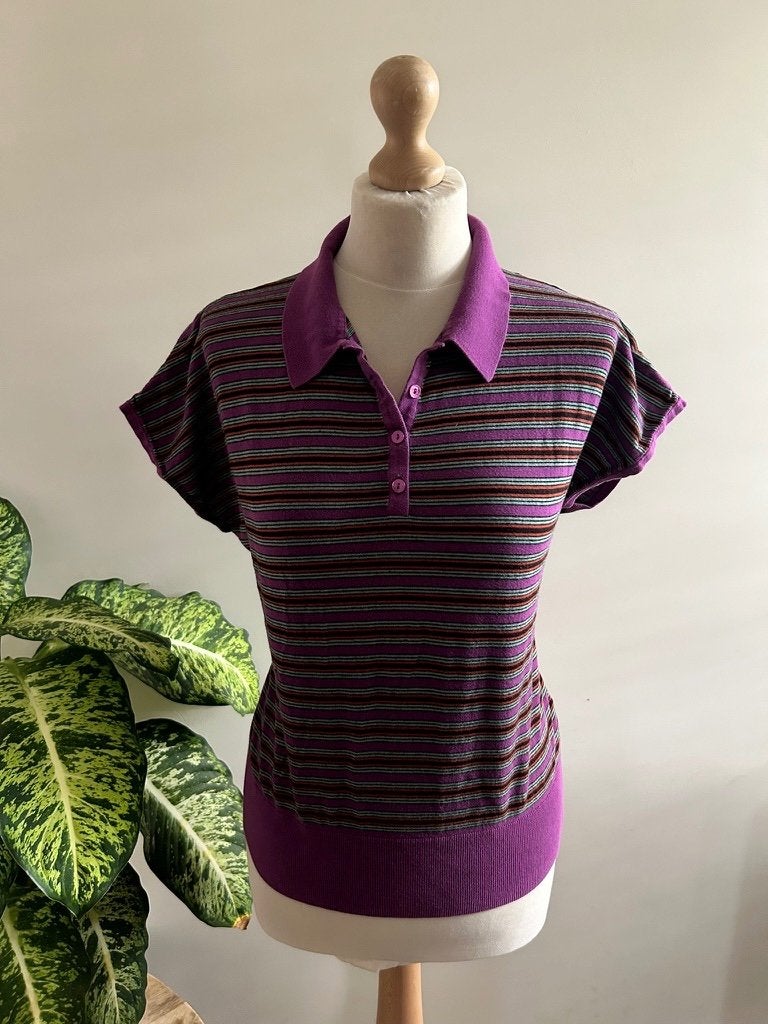 King Louie maat L leuke paarse polo top 3417, Kleding | Dames, Paars, Maat 42/44 (L), Ophalen of Verzenden, Zo goed als nieuw