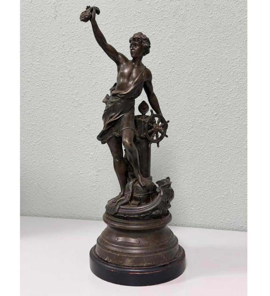 Zeldzaam antiek beeld “Commerce” Charles Octave Levy 1820-99, Antiek en Kunst, Ophalen of Verzenden