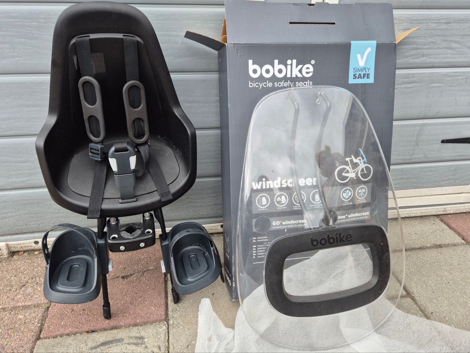 Voorzitter Bobike mini one black + windscherm, Fietsen en Brommers, Fietsaccessoires | Fietsstoeltjes, Voetsteuntjes, 0 t/m 18 kg