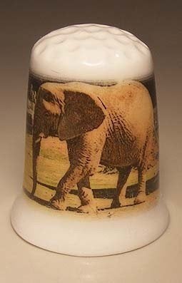 Porseleinen Vingerhoedje met Olifant Afbeelding, Ophalen of Verzenden, Nieuw, Porselein, Nederland