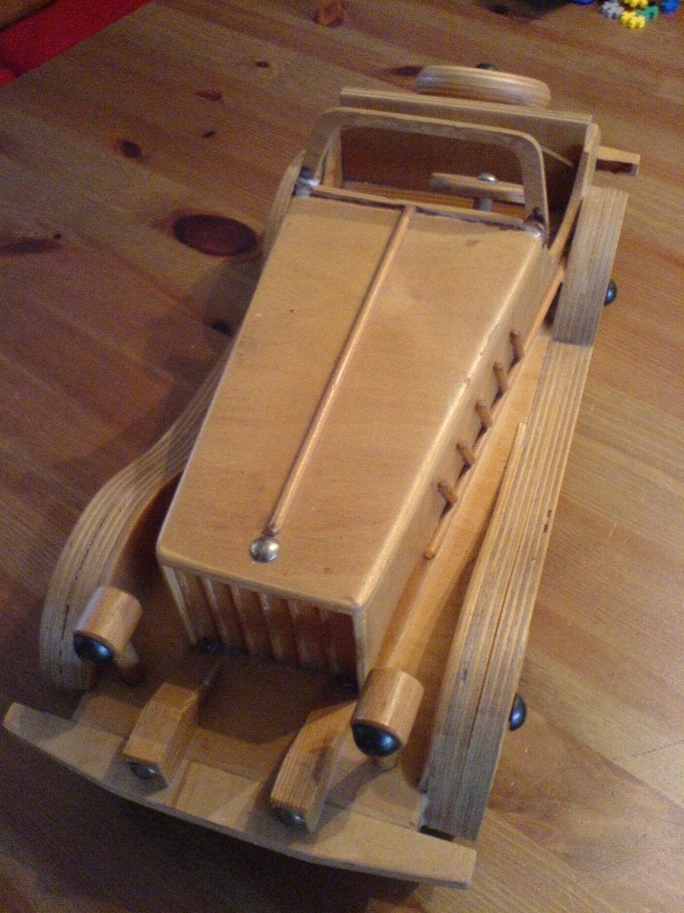 Houten oldtimer auto speelgoed (ca. 42 cm), uniek, Ophalen of Verzenden, Gebruikt