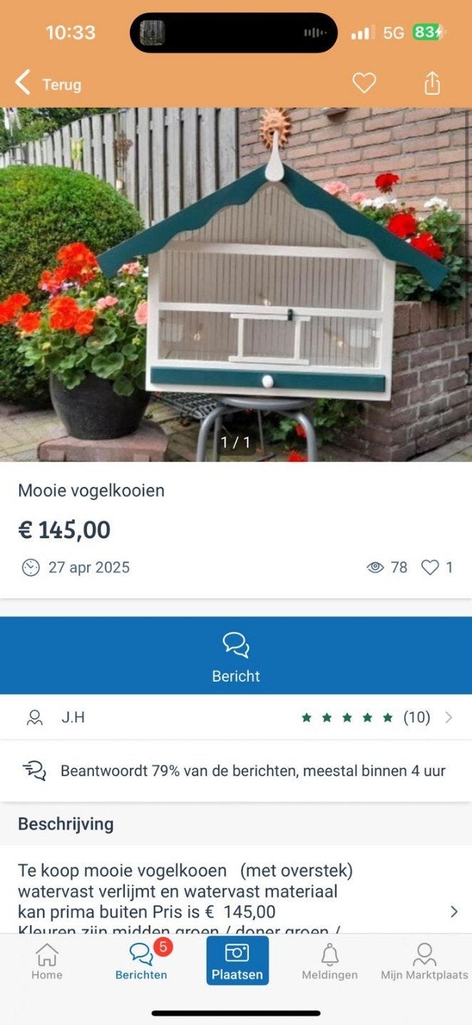 Mooie vogelkooi, Ophalen, Hout, Vogelkooi