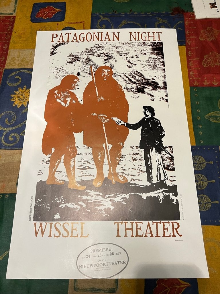 Vintage poster Het Wissel Theater: Patagonian Nights 1987, Verzamelen, Deurposter of groter, Ophalen of Verzenden, Reclame, Rechthoekig Staand
