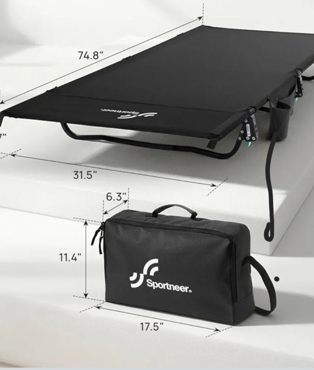 2 x Sportneer XXL Veldbed - 80cm br, opvouwbaar, tot 150kg, Ophalen of Verzenden, Zo goed als nieuw