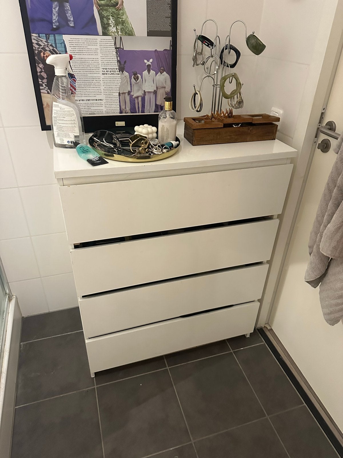 Witte ladekast met 4 lades, Ophalen, Gebruikt, 50 tot 100 cm, Met lade(s)