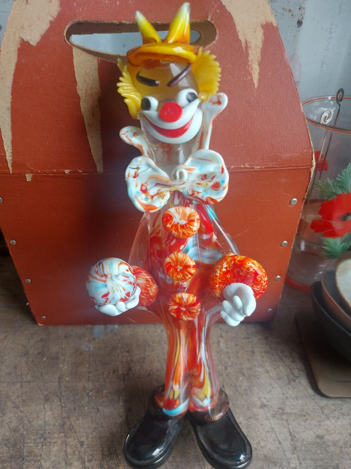 Vintage Murano Glazen Clown Beeldje - 32cm, Ophalen of Verzenden