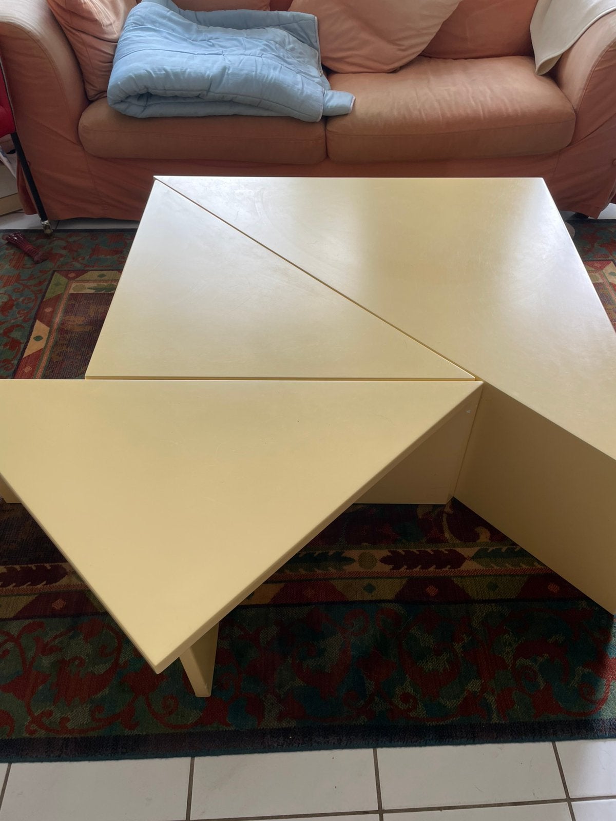 3 design Leolux salontafels, geel, minimalistisch, Ophalen, 50 tot 100 cm, Zo goed als nieuw, Minimalistisch