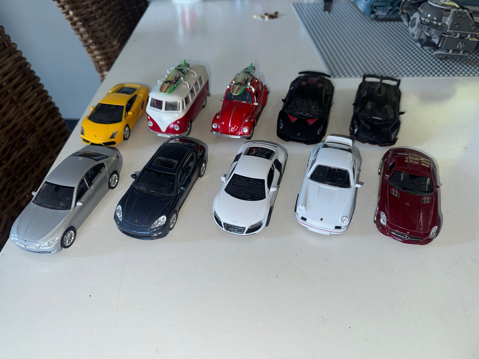 10 Modelauto's: 2 KINSMART Lamborghini's, 8 WELLY auto's, Gebruikt, Auto, 1:32 tot 1:50, Ophalen