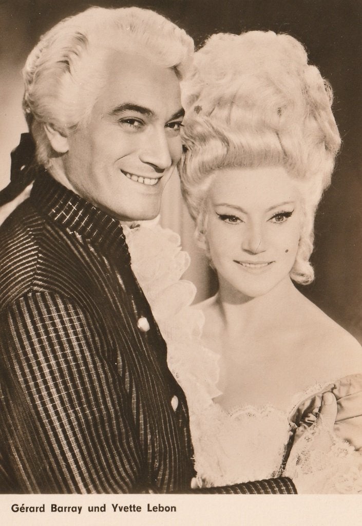 Oude Kaart Gérard Barray & Yvette Lebon, Verzenden, 1960 tot 1980, Ongelopen, Sterren en Beroemdheden