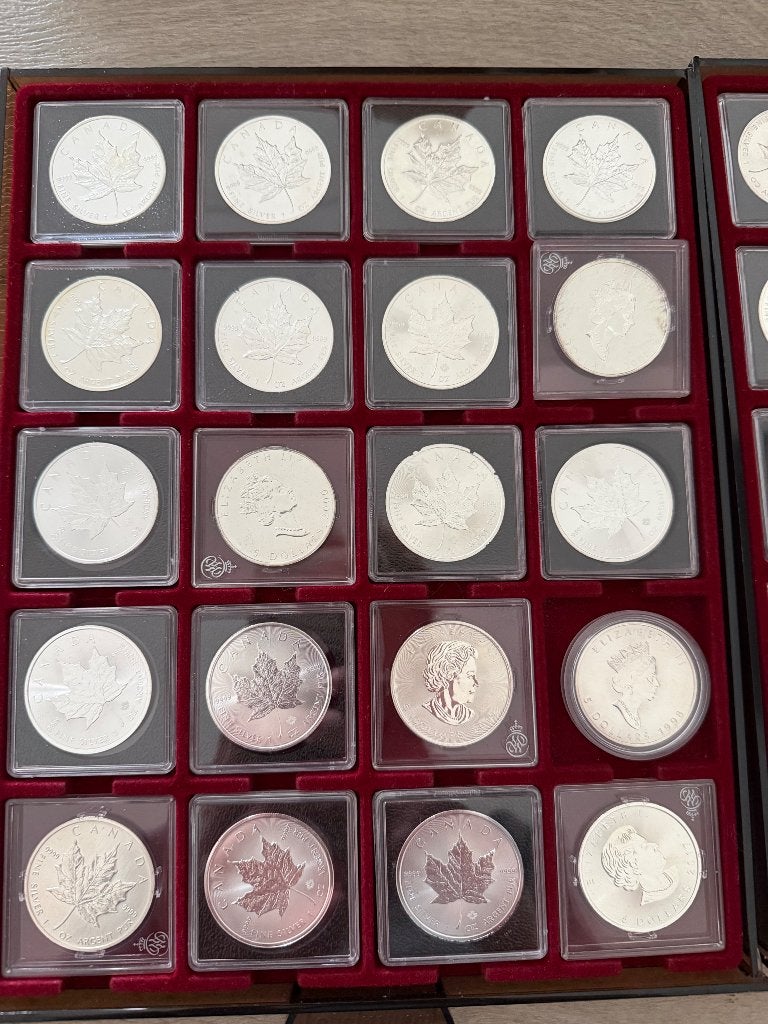 Op zoek naar specifieke jaartal Maple leaf? Zie omschrijving, Ophalen of Verzenden, Zilver