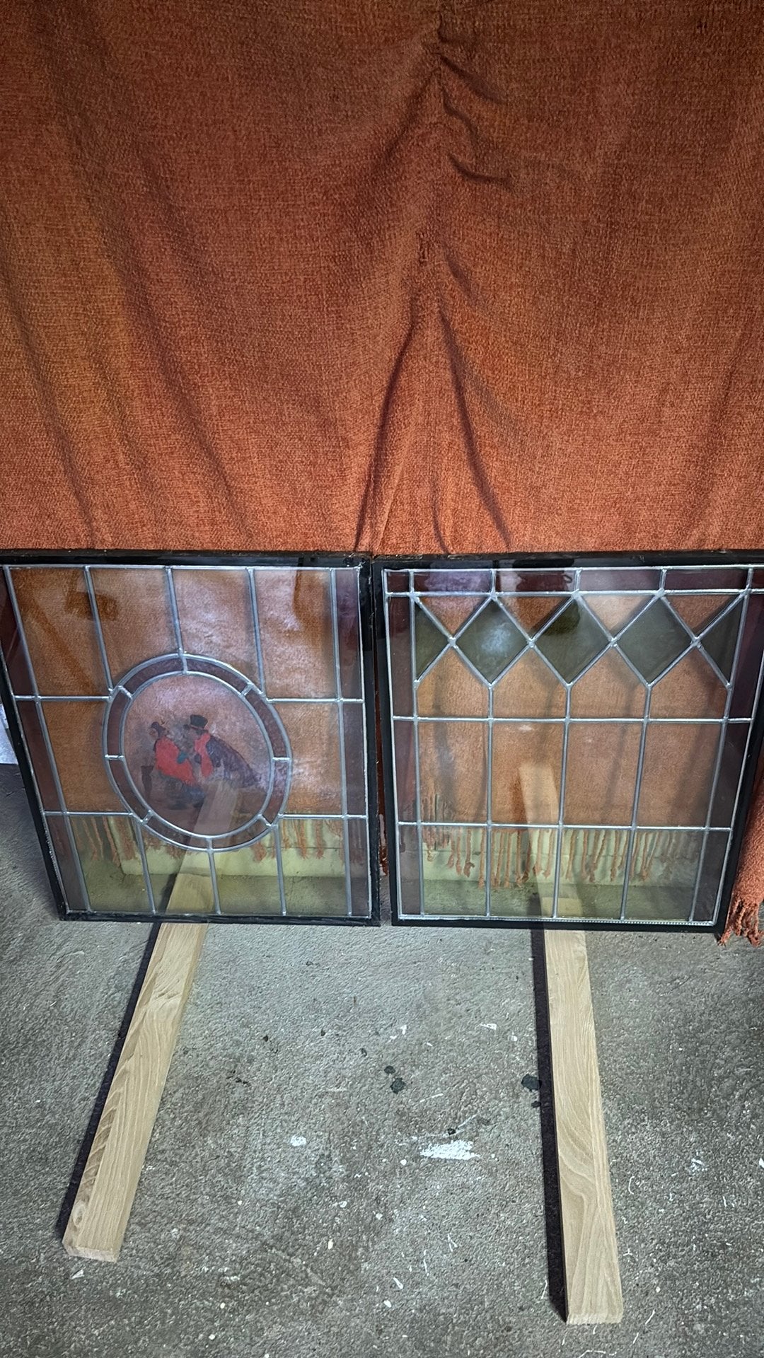 Glas en lood in thermopane verwerkt 45x55 cm, Ophalen, Zo goed als nieuw, Minder dan 80 cm, Minder dan 80 cm