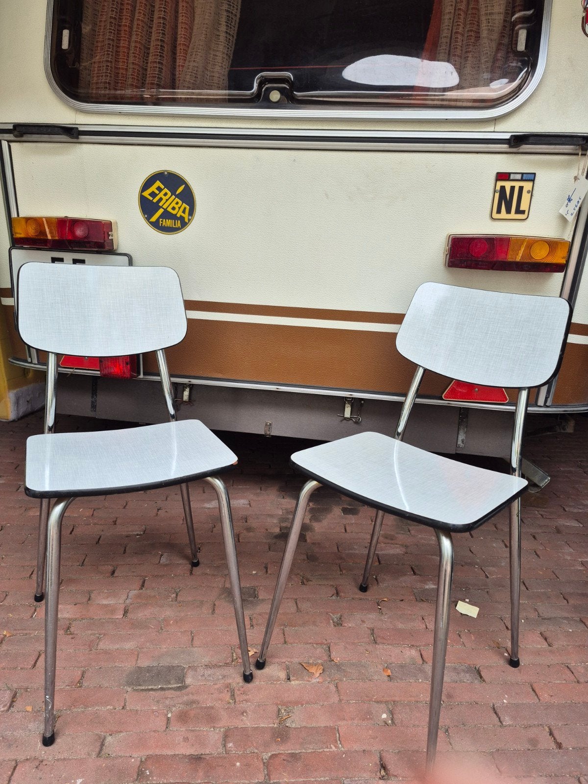 Vintage keukenstoelen 2 formica stoelen, Ophalen of Verzenden