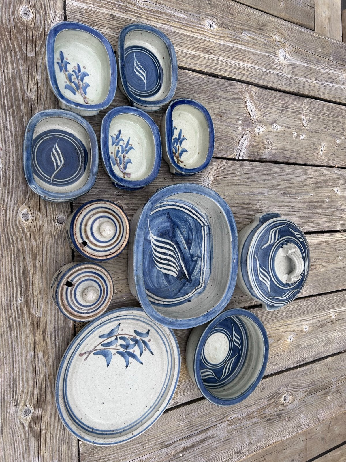 Keulse pot: grote serviesset, blauw/wit, Ophalen