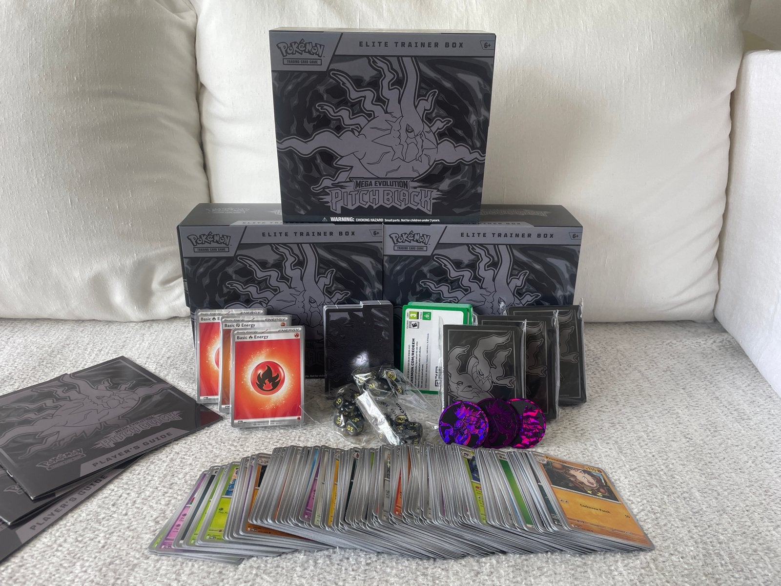 3x Pokémon Pitch Black ETB (accessoires, commons, uncommons), Ophalen of Verzenden, Zo goed als nieuw, Overige typen