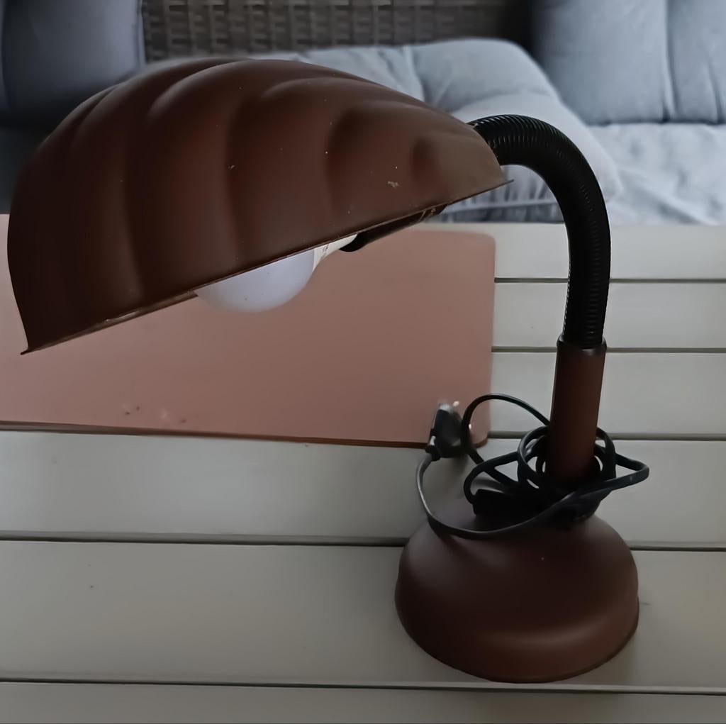 Mooie vintage bruine bureaulamp schelp uit de jaren 70, Ophalen