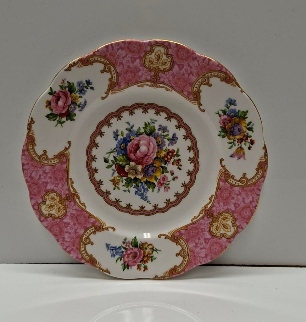 Royal Albert Lady Carlyle Gebaksbordje - Roze Bloemen, Ophalen of Verzenden