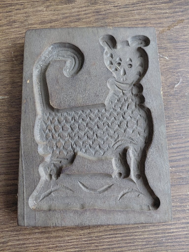 Antieke houten koekplank kat 20cmx14,5cm, Antiek en Kunst, Antiek | Keukenbenodigdheden, Ophalen of Verzenden