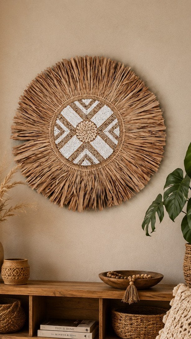 bali/ibiza stijl hanger gras, Beige, Boho, Nieuw, Ophalen of Verzenden