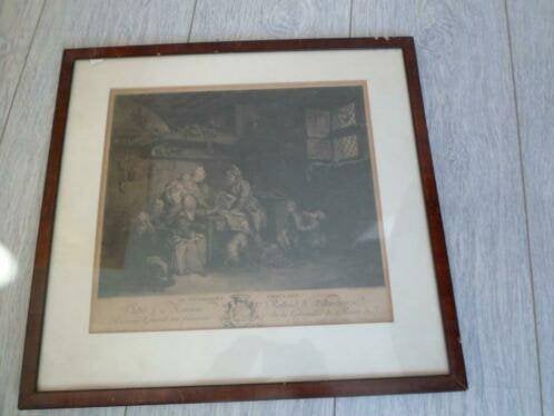 Schilderij , ingelijste prent ,39 x 42 cm litho, Ophalen of Verzenden