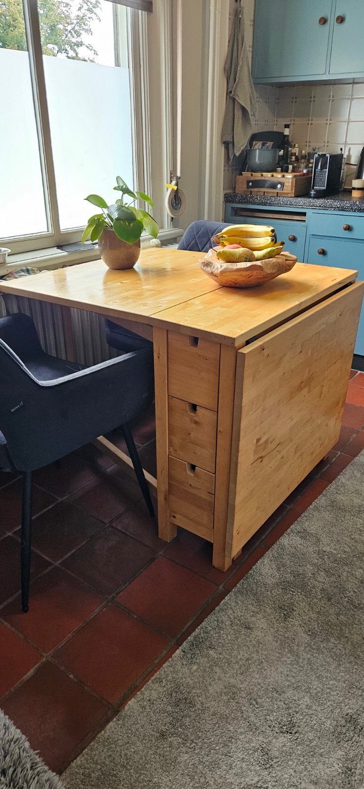 Zgan houten eettafel Ikea Norden, Huis en Inrichting, Ophalen, 200 cm of meer, 50 tot 100 cm, Zo goed als nieuw