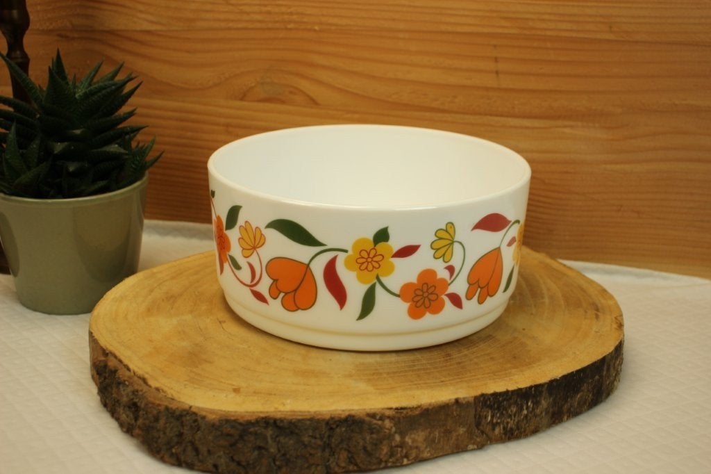 Vintage Arcopal kom oranje tulpen, Verzamelen, Retro, Ophalen of Verzenden, Huis en Inrichting