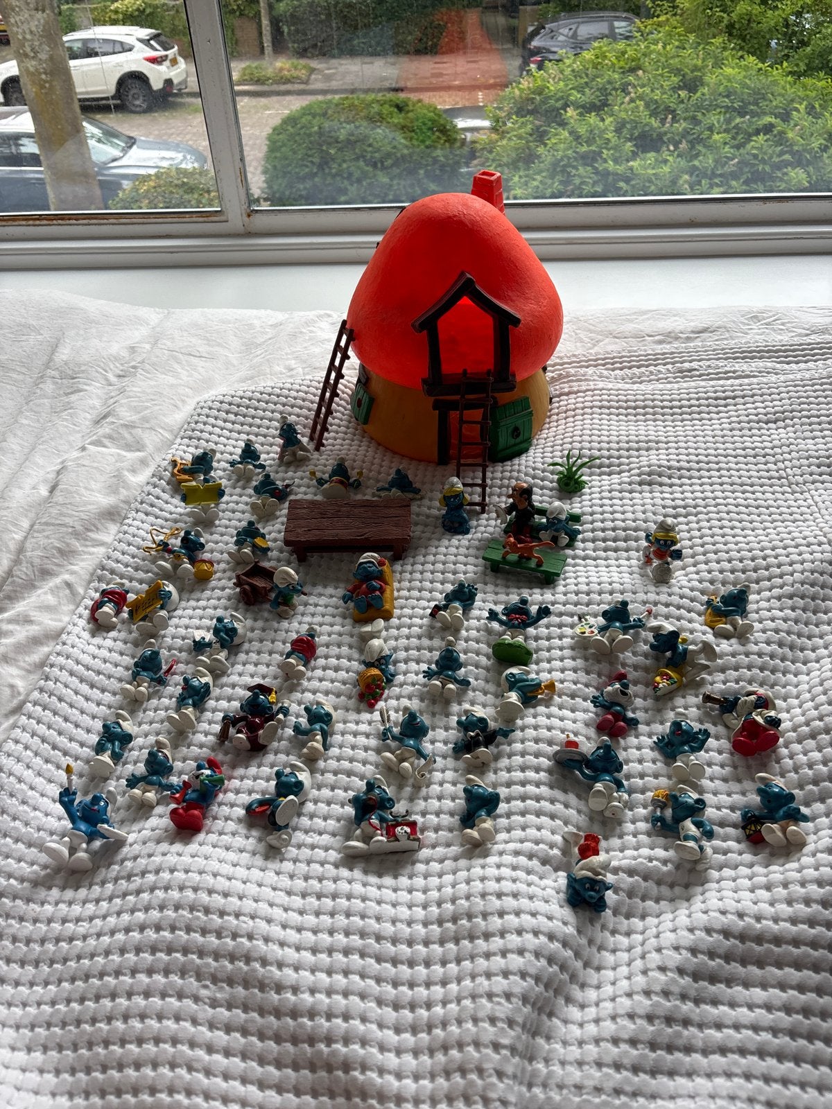Grote Smurfenverzameling (47) met Smurfenhuis en figuren, Ophalen of Verzenden, Gebruikt, Verschillende Smurfen, Poppetje, Figuurtje of Knuffel