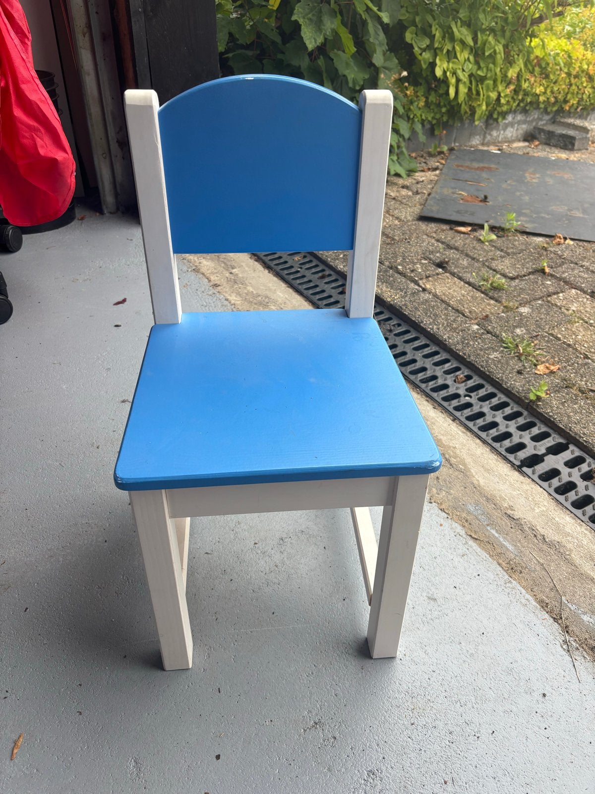 IKEA kinderstoel en -tafel, blauw/wit, Ophalen, Gebruikt, Tafel(s) en Stoel(en)