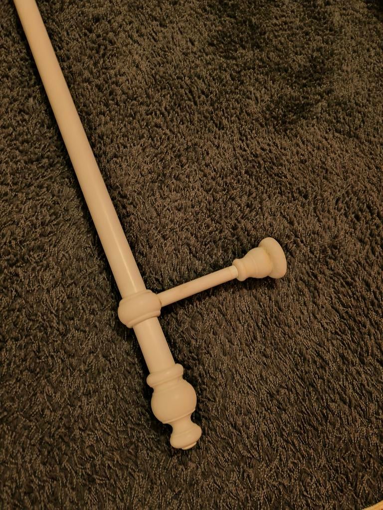 Witte Gordijnroede met Decoratieve Knoppen, Ophalen, Hout, Wit, Klassiek