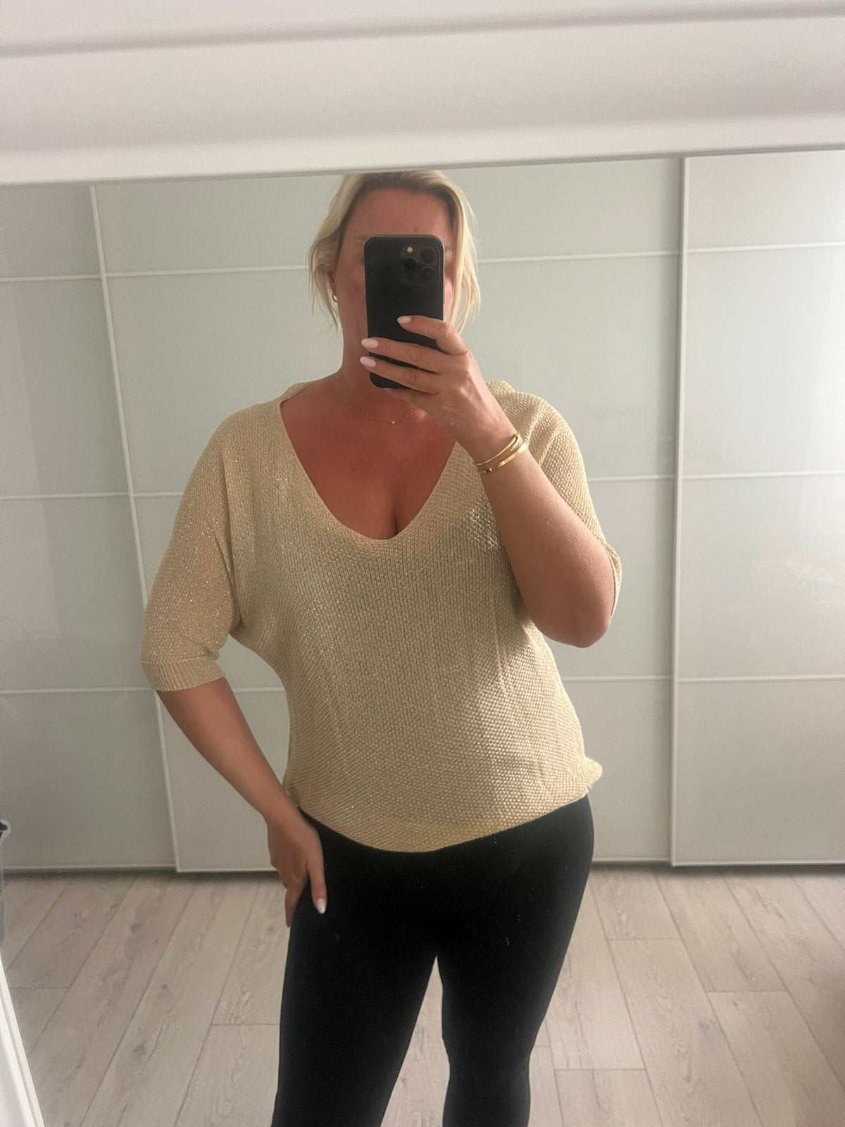 Lurex top goud maat L, Kleding | Dames, Maat 38/40 (M), Overige kleuren, Ophalen of Verzenden, Zo goed als nieuw