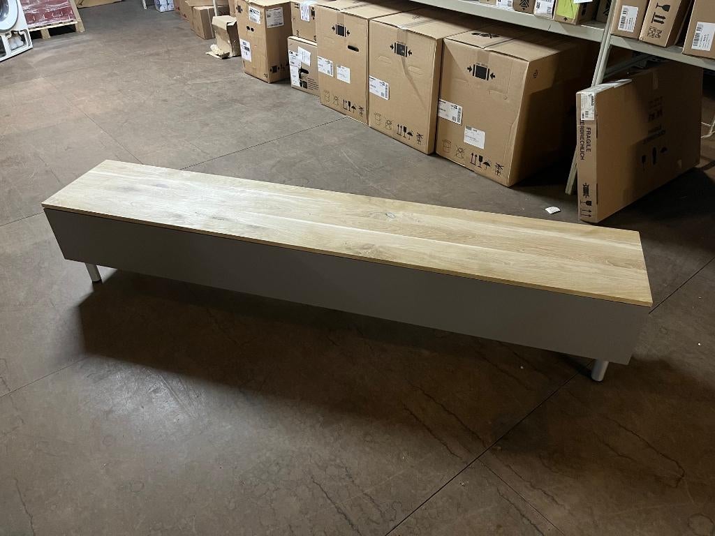 Ardeno meubel Grijs met eikenhouten blad - 220 cm breed, Ophalen, Eikenhout, 200 cm of meer, Zo goed als nieuw