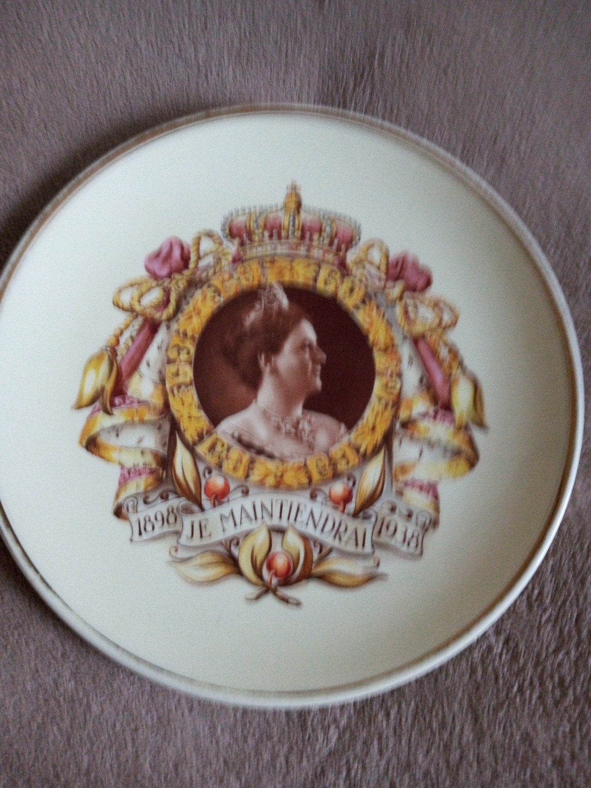 Gedenkbord Koningin Wilhelmina 1898-1918 - Zeer nette staat, Antiek en Kunst, Antiek | Wandborden en Tegels, Ophalen of Verzenden