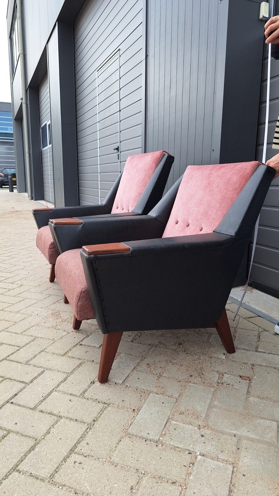 set vintage fauteuils, stoelen, salon set, Gebruikt, Vintage, 75 tot 100 cm, Ophalen of Verzenden
