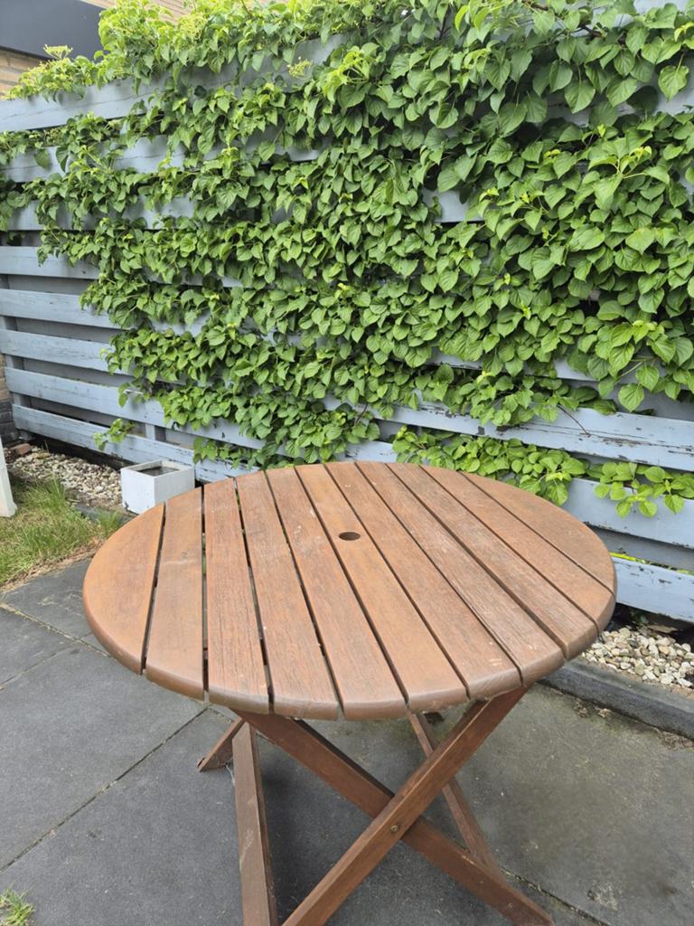 Houten tuintafel, Ophalen, Gebruikt, Rond, Hout