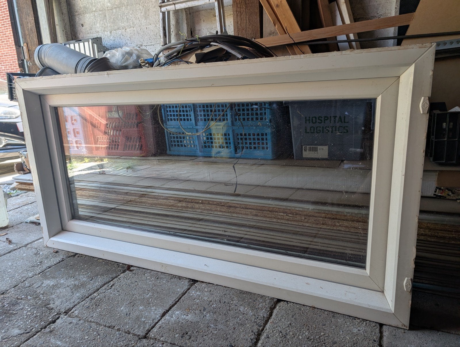 Kunststof kozijn met draai kiep raam, dubbel glas, Ophalen, Gevelraam of Ruit, Gebruikt, Minder dan 80 cm