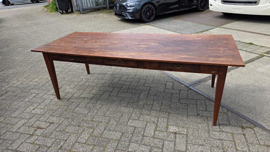 Antieke Franse Boeren Eettafel - 2.40m x 95cm, Ophalen