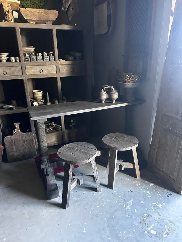 Unieke Indiase Wandtafel / Sidetable – Robuust Geleefd Hout, Ophalen
