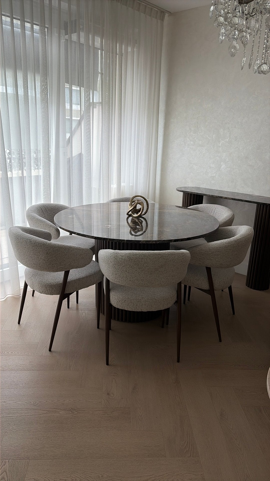 Luxe set eettafel & salontafel – Emperador marmer, Huis en Inrichting, Ophalen, Nieuw, Rond, 100 tot 150 cm