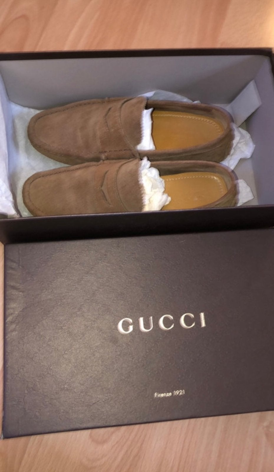 Gucci suède loafers - Maat 40, Ophalen of Verzenden, Gedragen, Bruin, Loafers