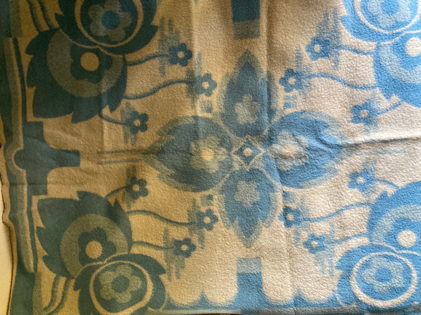 Vintage wollen AaBe-deken, Ophalen, Gebruikt, Eenpersoons, Blauw