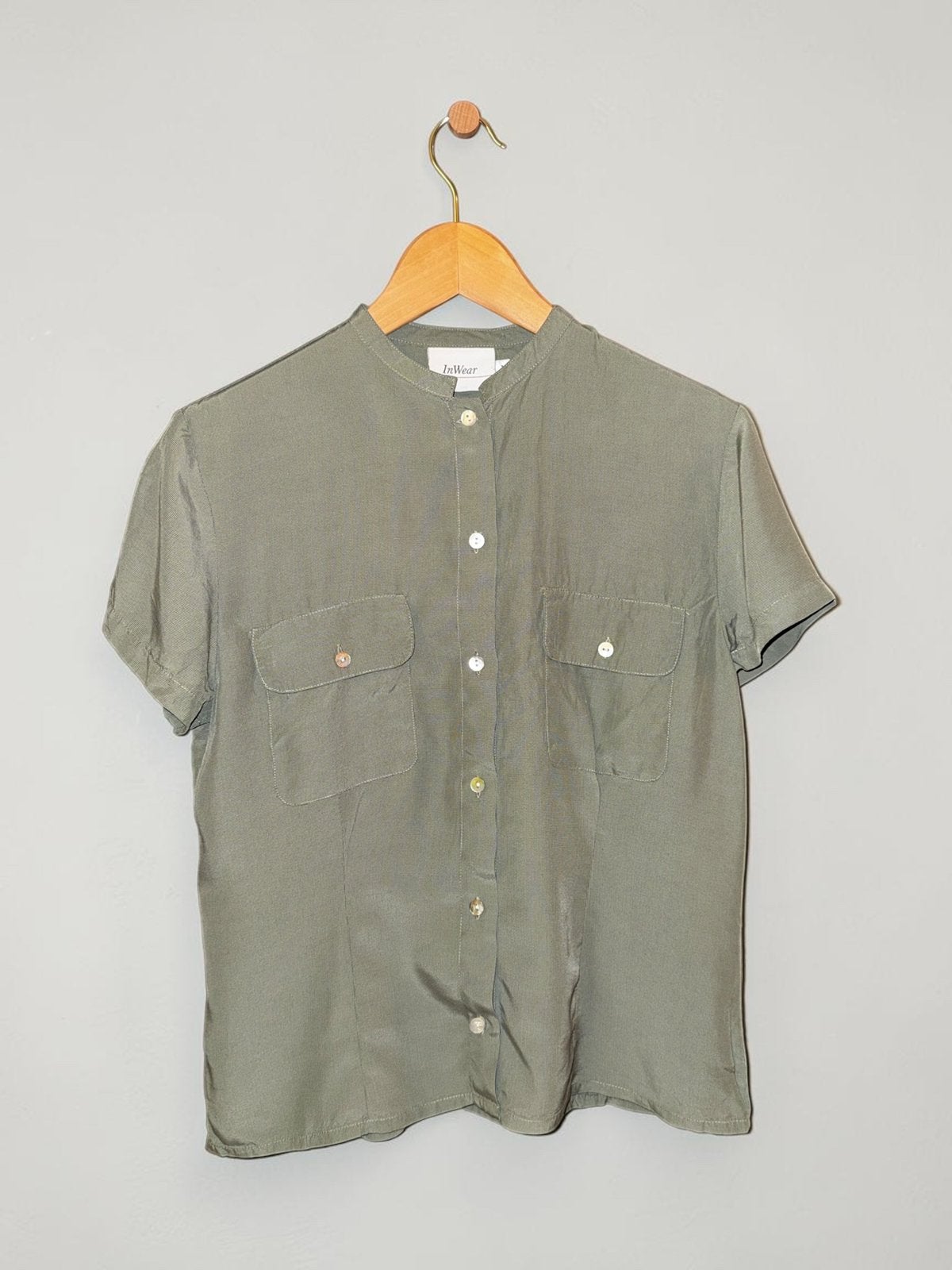 InWear khaki groen blouse top overhemd shirt M medium 38, Ophalen of Verzenden, Zo goed als nieuw, Maat 38/40 (M), Groen