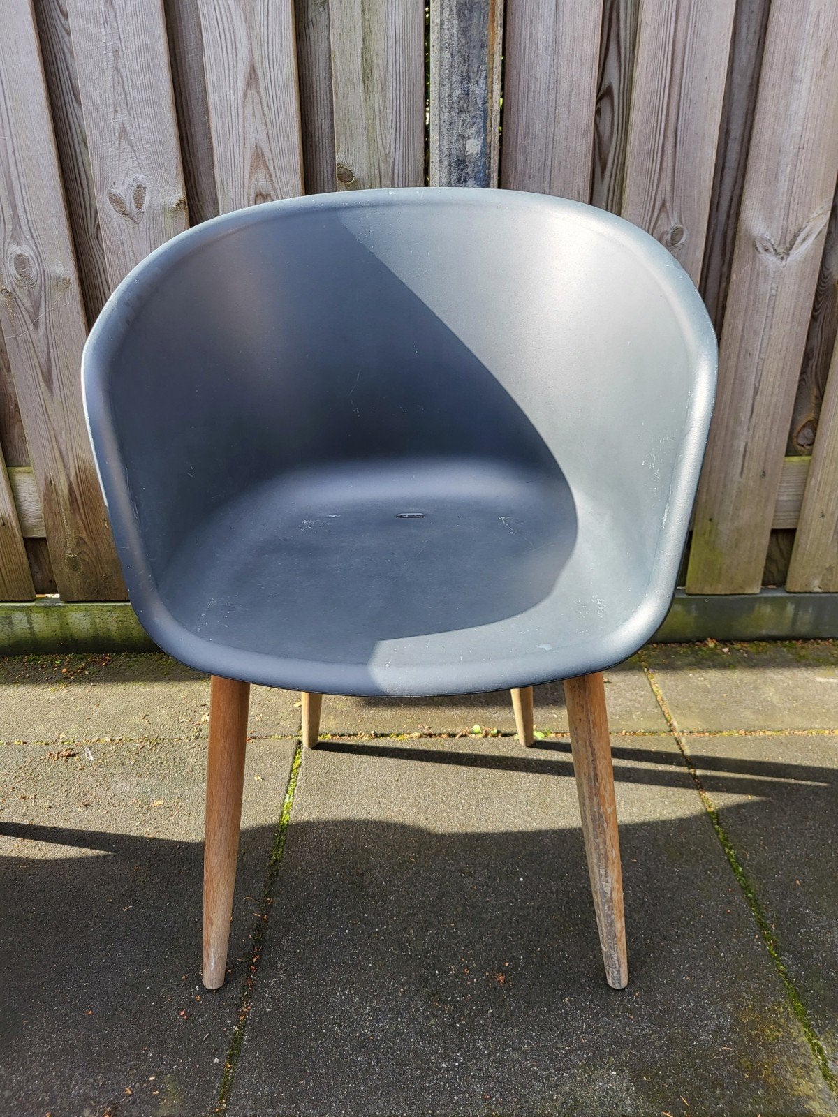 Set van 8 tuinstoelen met houten poten., Gebruikt, Modern, Scandinavisch, Zwart, Vijf, Zes of meer stoelen