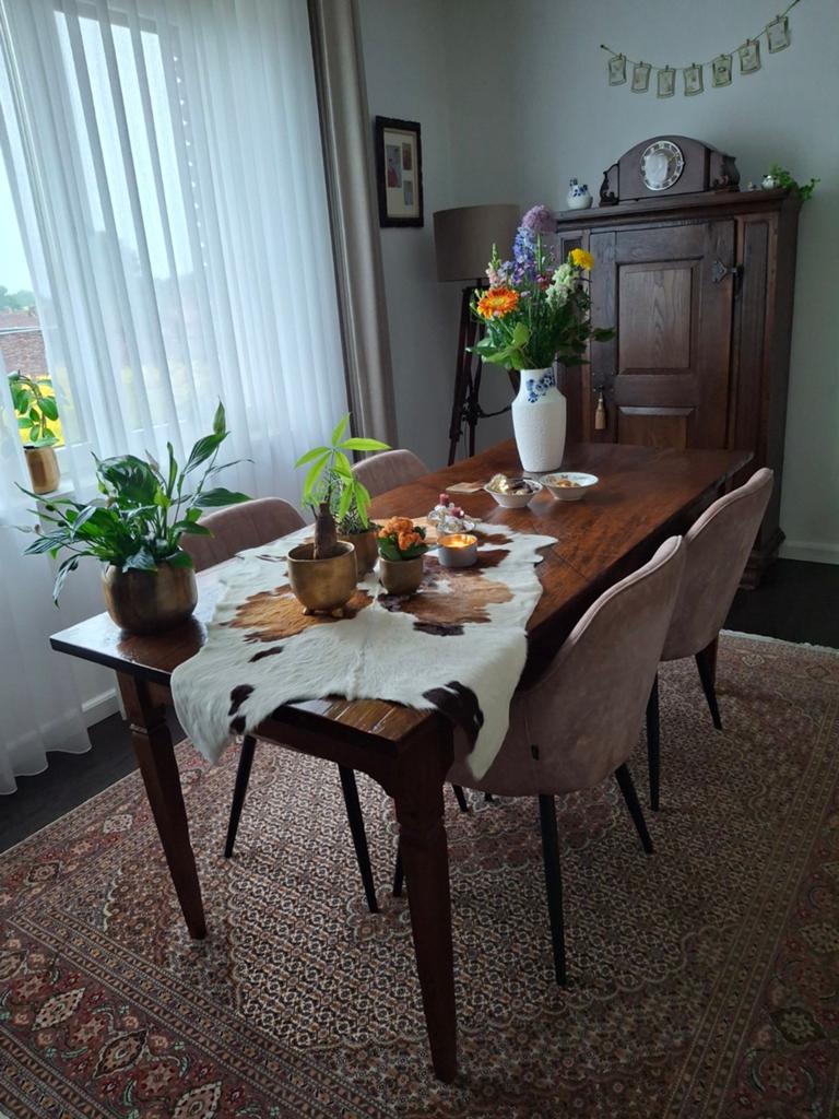 Antieke franse eettafel, Zo goed als nieuw, 150 tot 200 cm, Vier personen, Rechthoekig