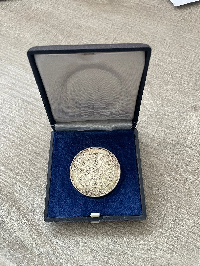 Zilveren 5 ECU munt 1987, Postzegels en Munten, Munten | Nederland, Vóór koninkrijk, Zilver, Losse munt, Overige waardes