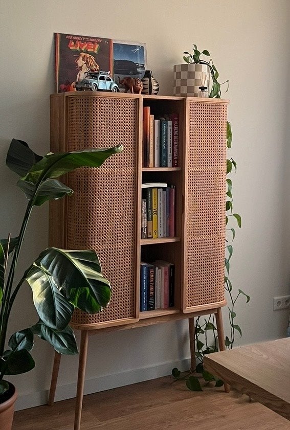 Rotan boekenkastje, Ophalen, 50 tot 100 cm, Zo goed als nieuw, 150 tot 200 cm