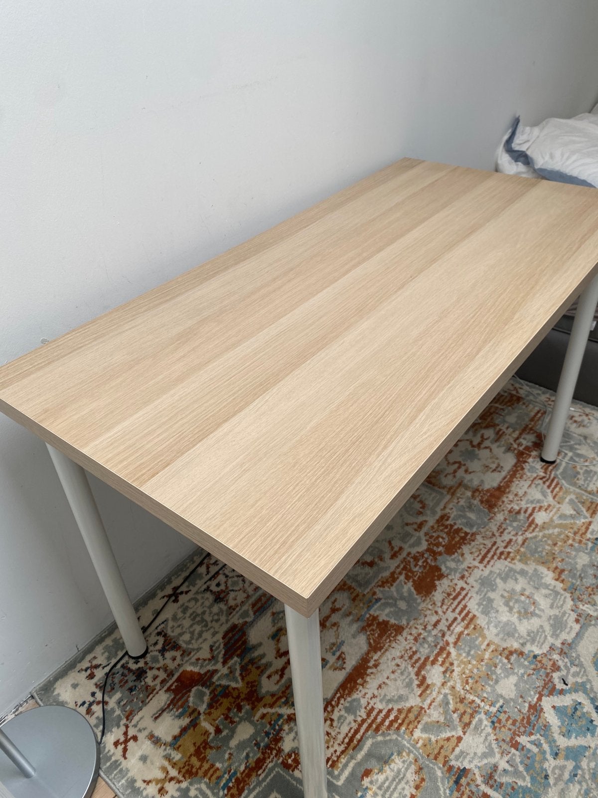 IKEA LAGKAPTEN / ADILS Bureau - Wit gelazuurd eikeneffect, Ophalen, Spaanplaat of MDF, Zo goed als nieuw, IKEA