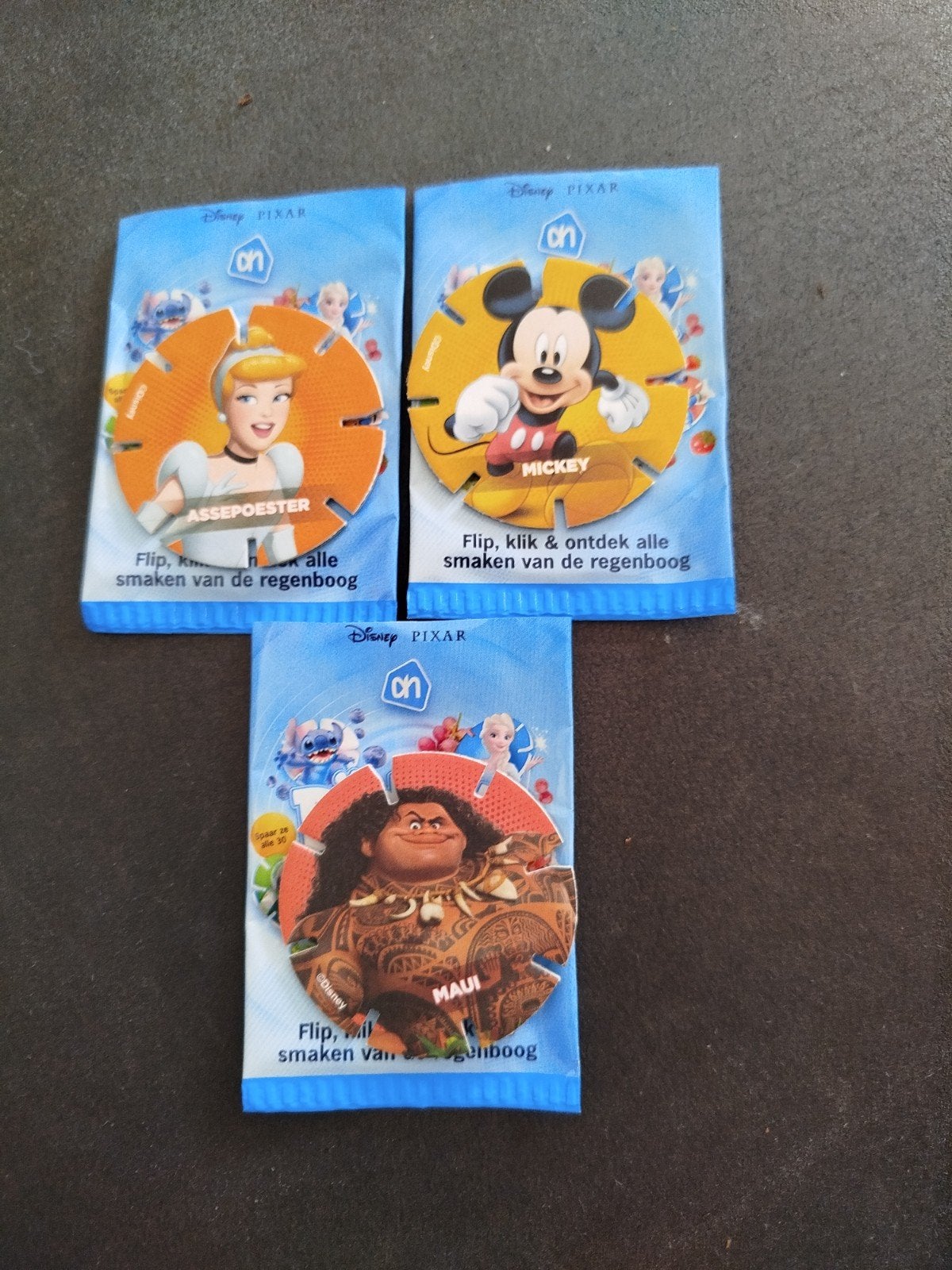 AH Disney Pixar Flips - Asssepoester, Mickey, Maui, Verzamelen, Ophalen of Verzenden, Verschillende figuren, Nieuw, Overige typen