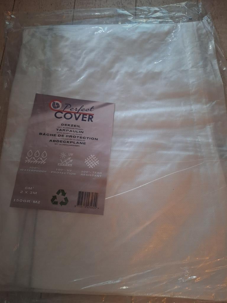 2 x NIEUW wit Dekzeil 2x3meter & 3x4 meter met ringen, Ophalen of Verzenden, Nieuw