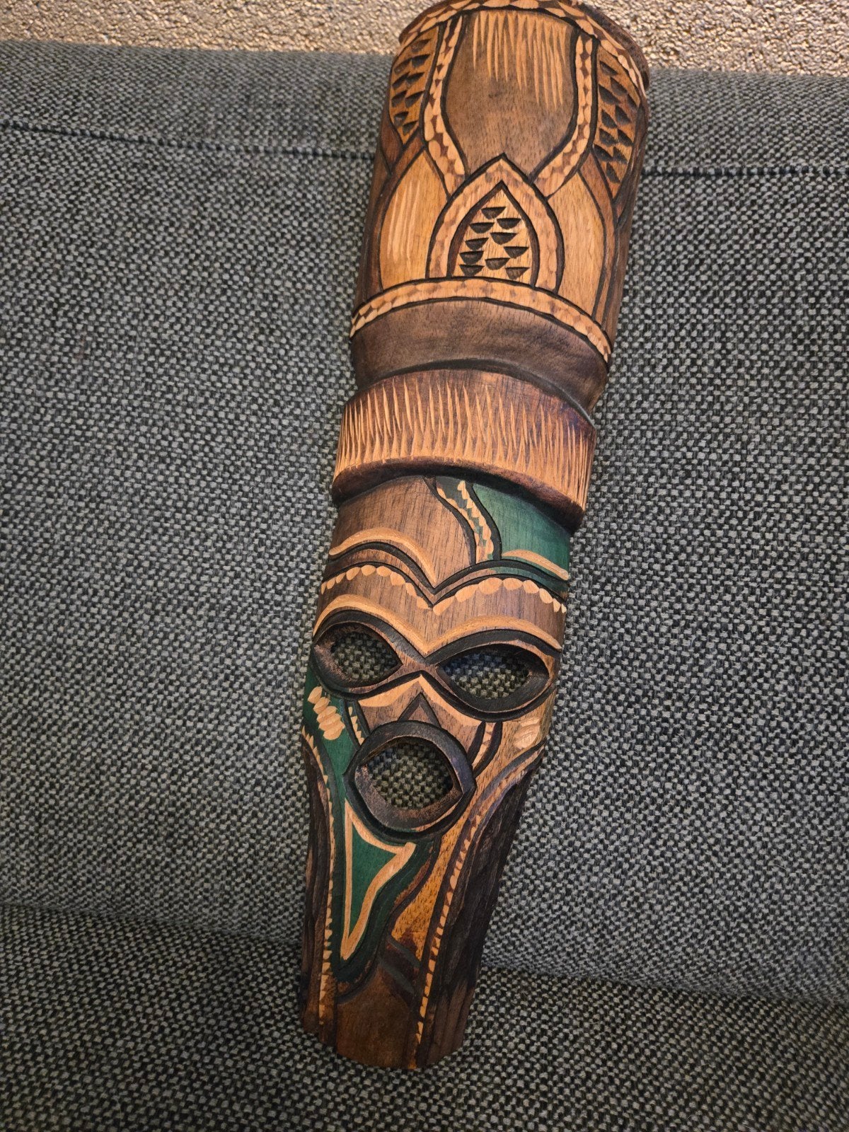 Mooi Handgesneden Houten Tiki Masker, 50 cm hoog, Ophalen of Verzenden, Hout, Houtsnijwerk, Bruin